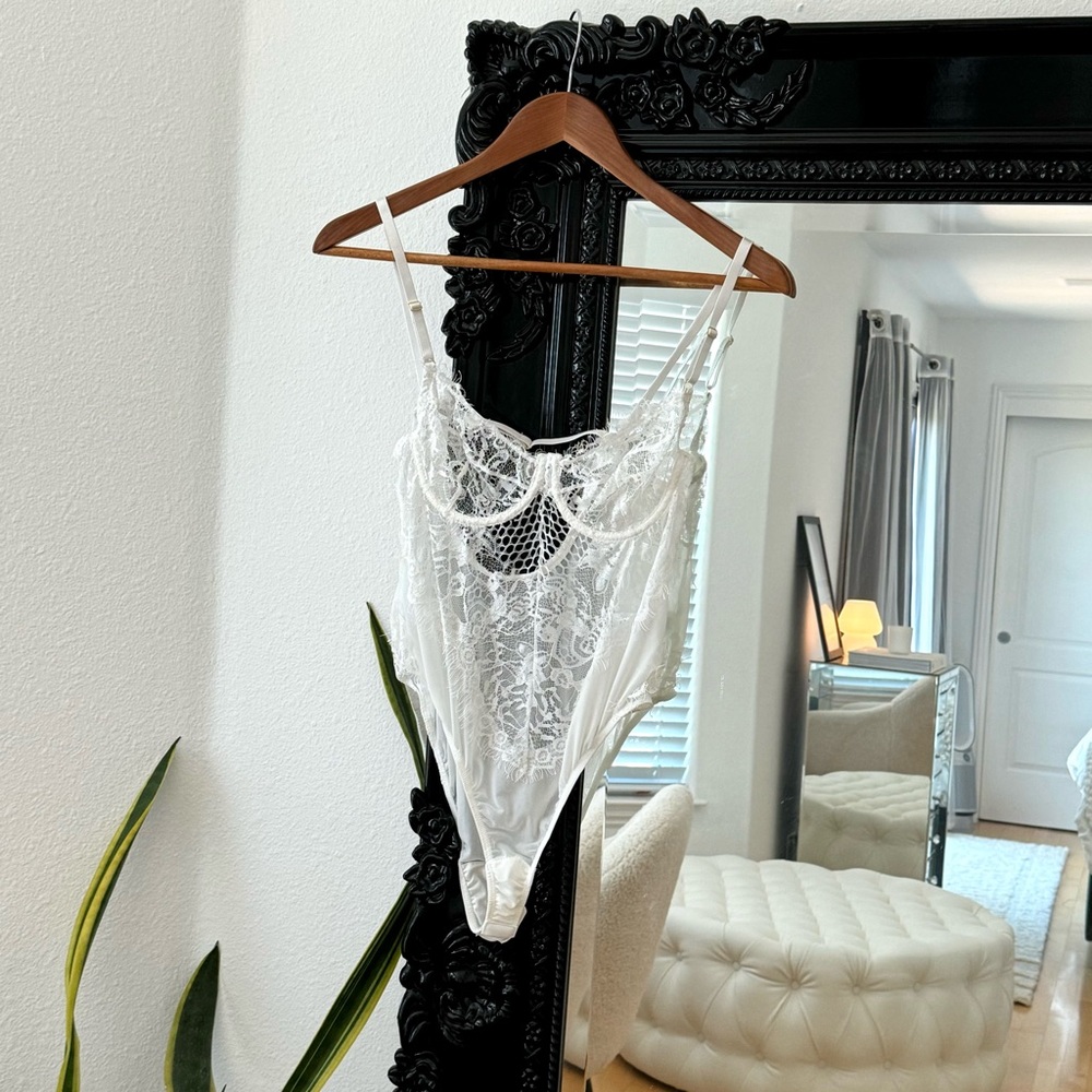 Fashion Nova | Women’s White Lace Lingerie Bodysuit